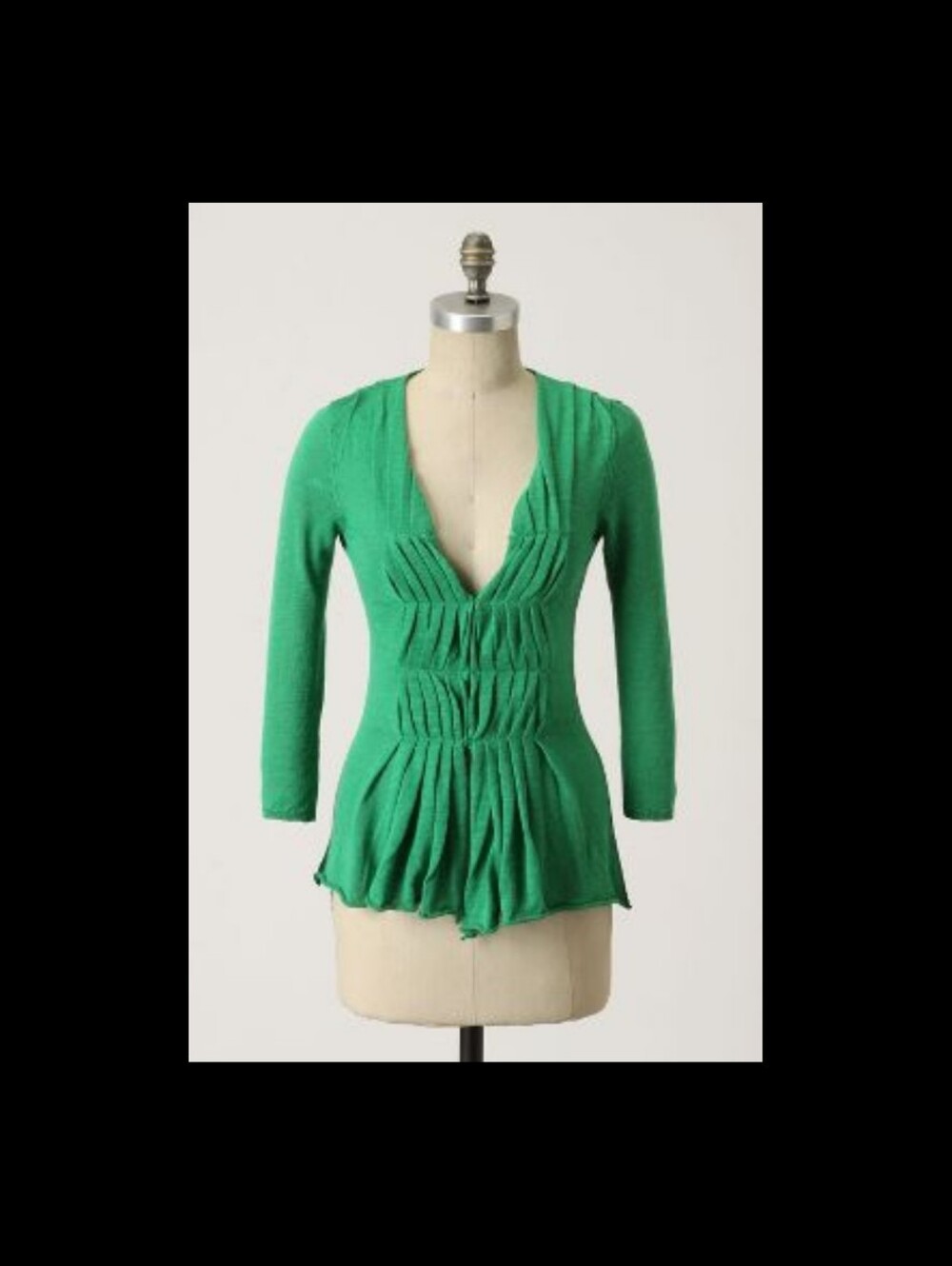 Anthropologie Unwinding Green Ruched V-Neck Lightweight Cardigan